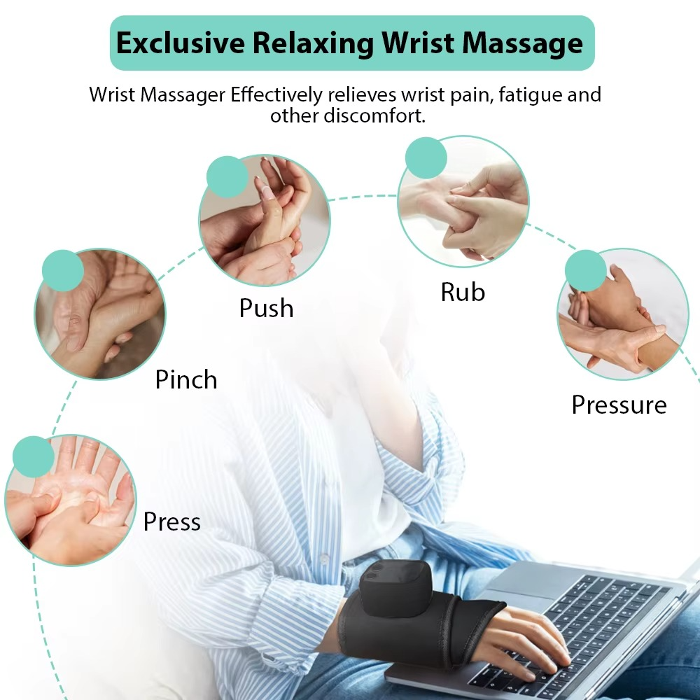 Heated EMS Wrist Massager for Pain Relief