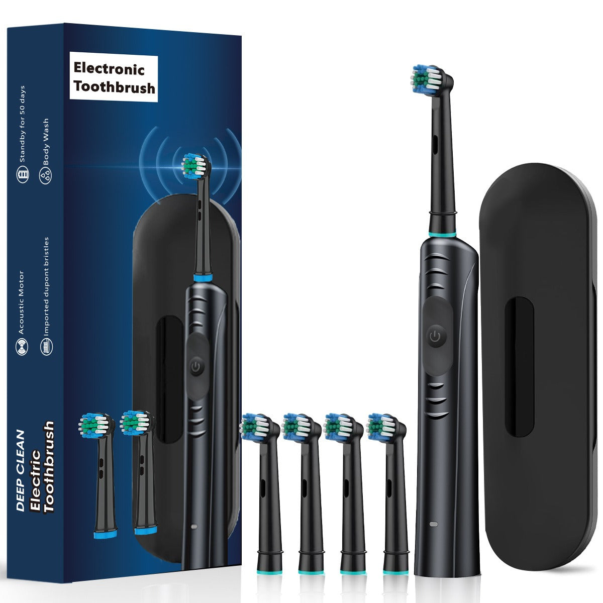 Rechargeable 8 Heads Electric Toothbrush with Travel Case