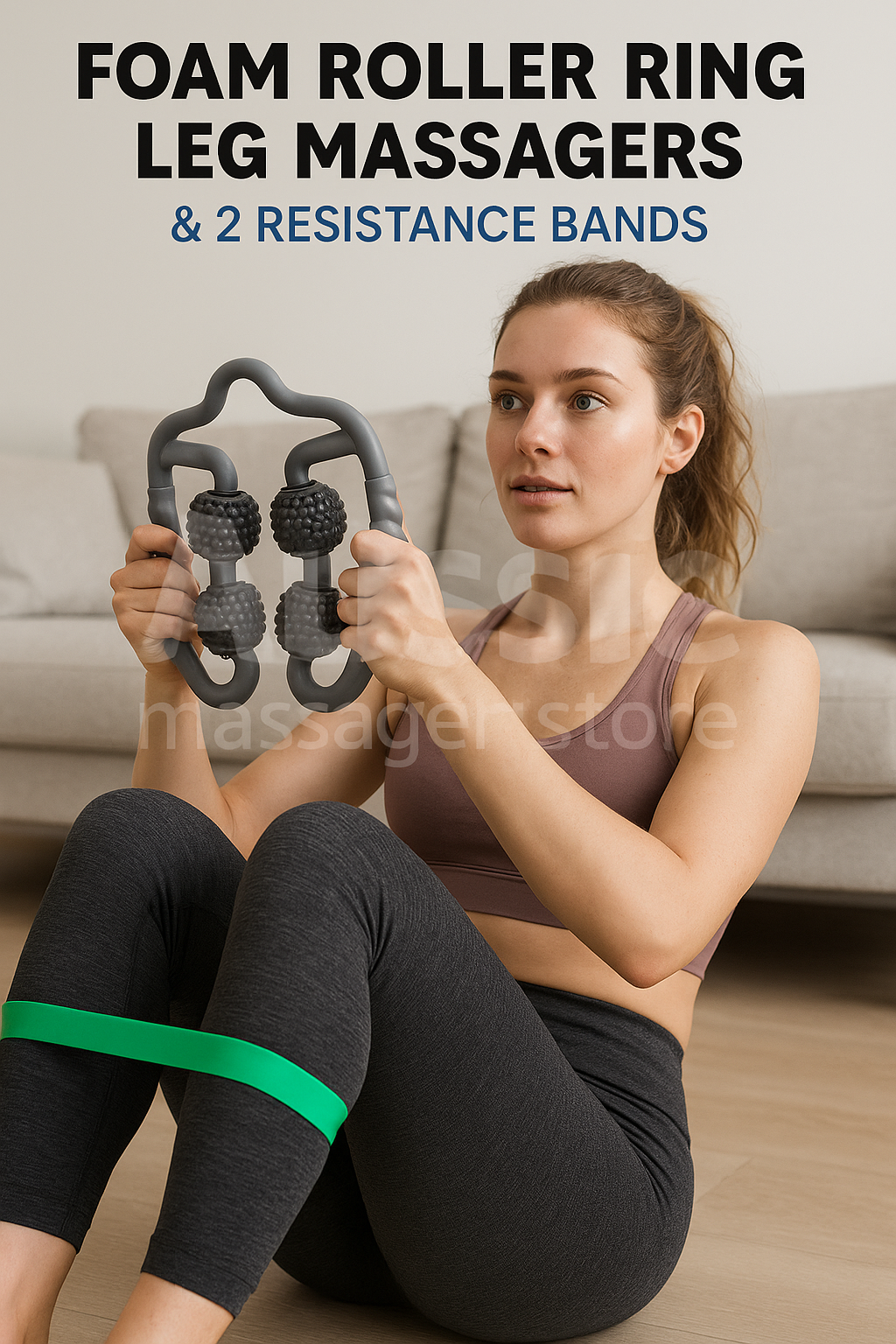 Foam Roller Ring Leg Massagers with 2 Resistance Bands