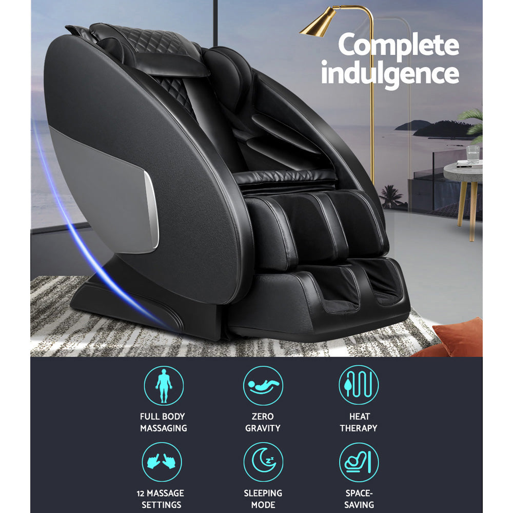 Ellmue – Black Zero Gravity Massage Chair with Heat & Foot Rollers