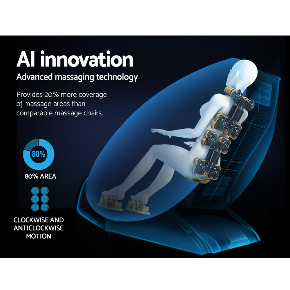 Ellmue – Black Zero Gravity Massage Chair with Heat & Foot Rollers