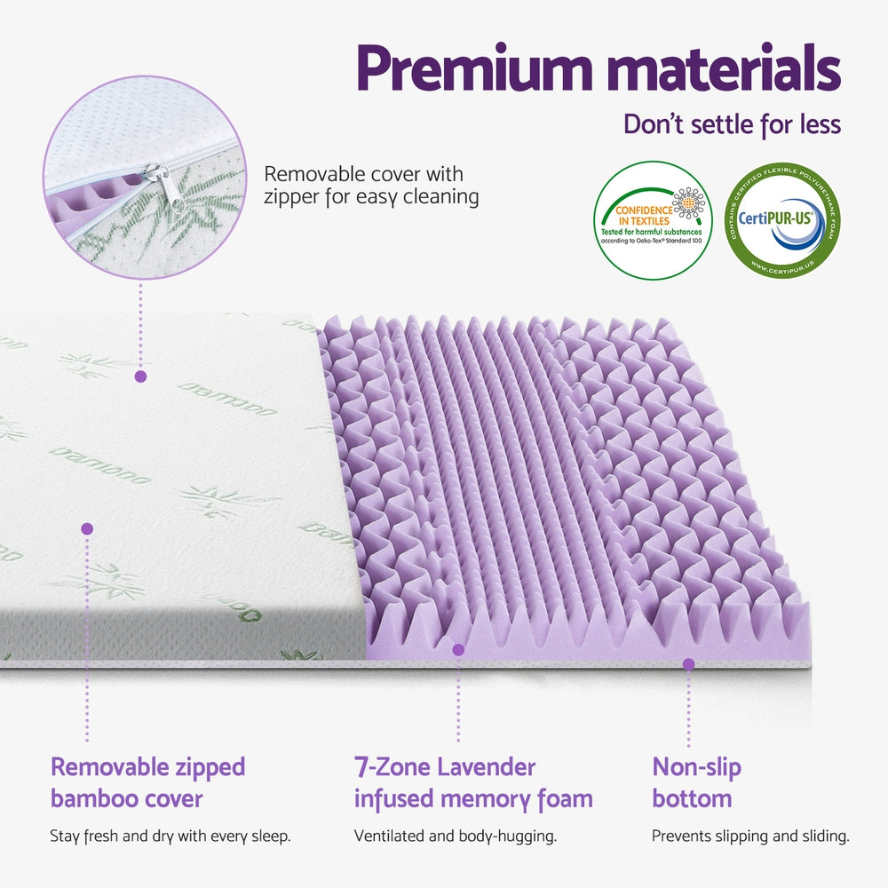 7-Zone Lavender Memory Foam Bamboo Topper