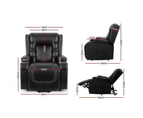 Recliner Chair Lift Assist Heated Massage Chair Leather