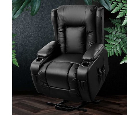 Recliner Chair Lift Assist Heated Massage Chair Leather