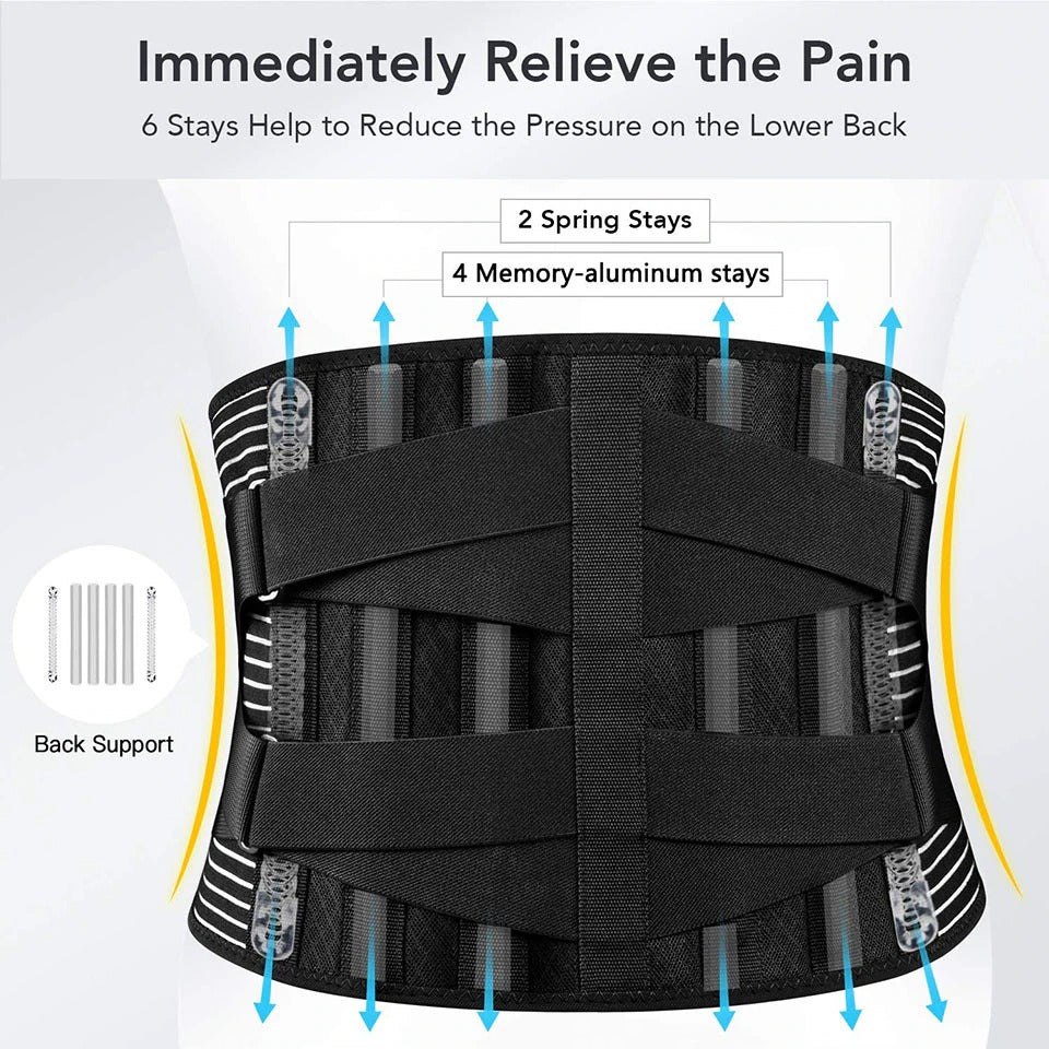 Lower Back Brace With 6 Stays Anti Skid Orthopedic Lumbar Support