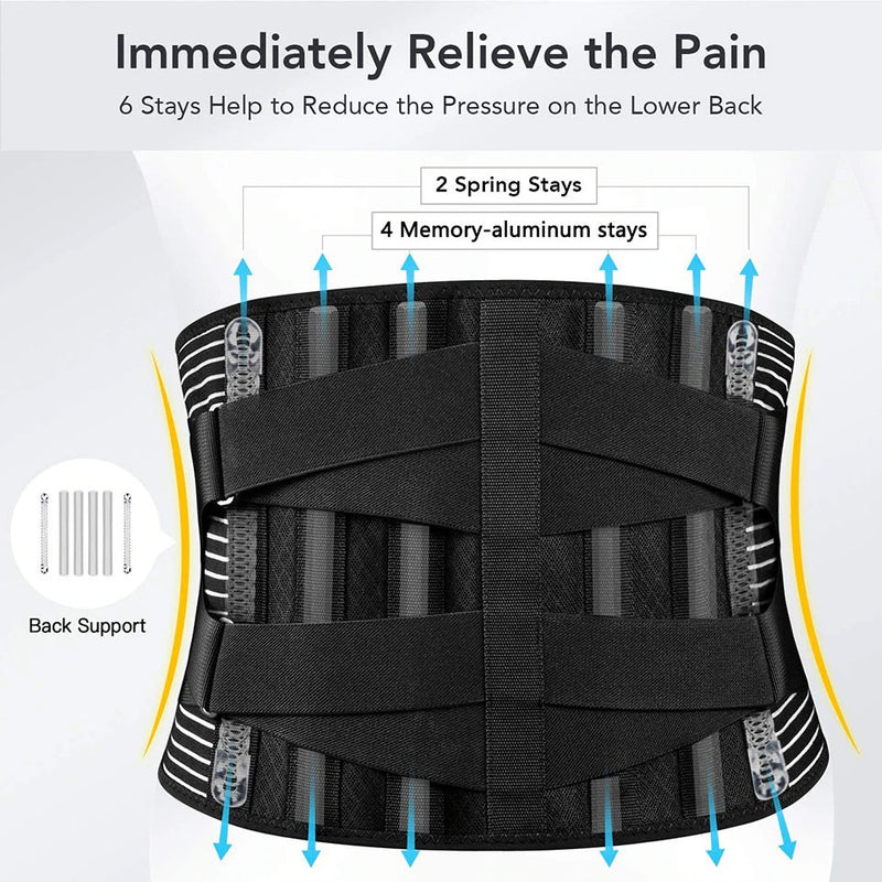 Lower Back Brace with 6 Stays Anti-skid Orthopedic Lumbar Support
