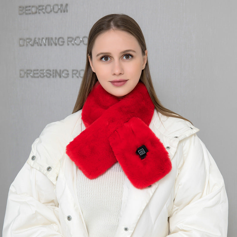 Adjustable Electric Heated Scarf with Plush Fabric