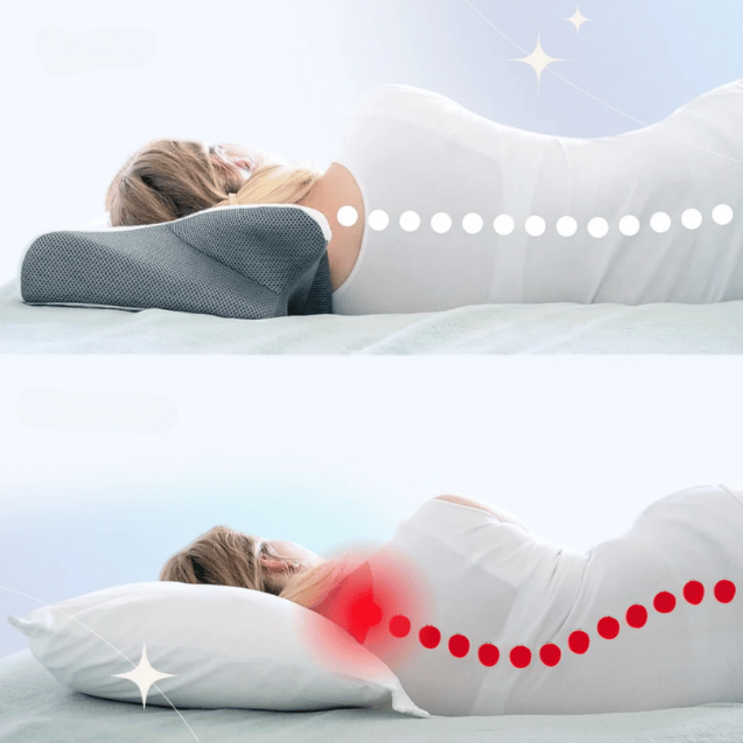 Spine alignment comparison - therapy pillow vs regular pillow