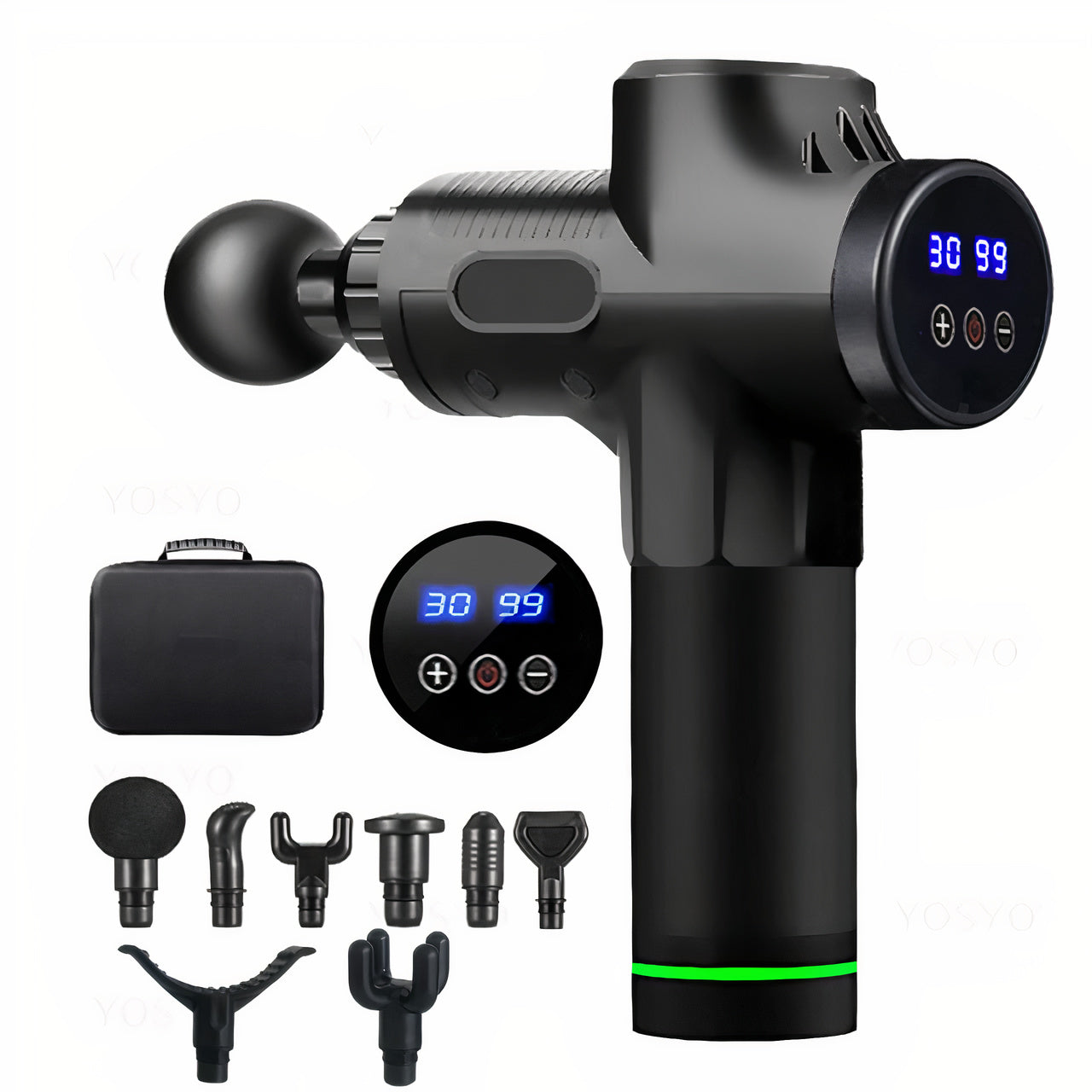Professional Massage Gun 8 Heads 30 Speeds Touch Screen